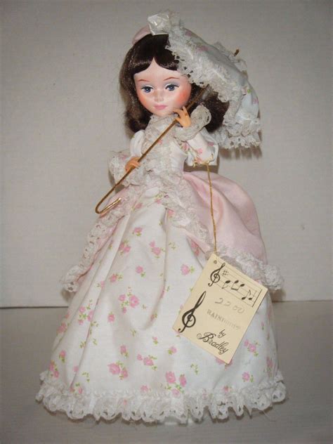 vintage japan cloth music box dress big eyed pose doll