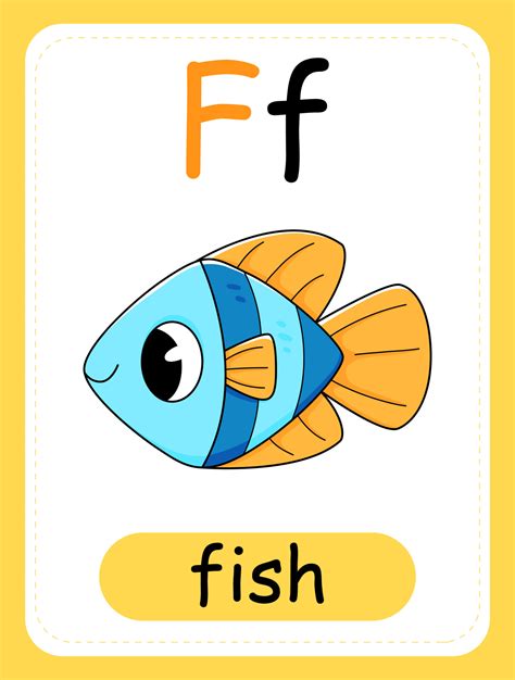 alphabet card  children   letter   blue fish educational