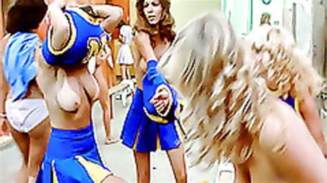 college cheerleaders get dressed in locker room