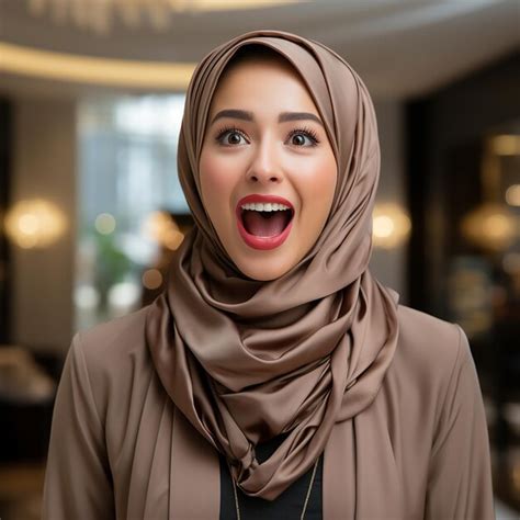 Premium Ai Image Excited Muslim Businesswoman Shouting And Looking