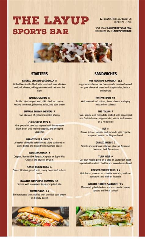 sports bar  menu design template  musthavemenus   menu