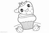 Coloring Cute Pages Food Cake Strawberry Printable Kids Color Print Adults sketch template