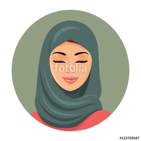 vector beautiful muslim arab woman portrait in green