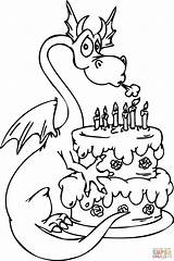 Birthday Coloring Happy Pages Dragon Cake Sister 4th Dragons Drawing Funny Kids Printable Clipart Color Cartoon Teacher Print Dinosaur Getcolorings sketch template