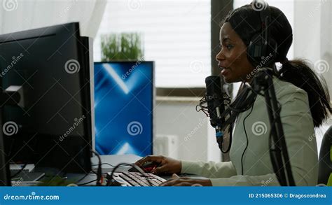 sad black woman streamer  headphone losing videogames stock photo image   game
