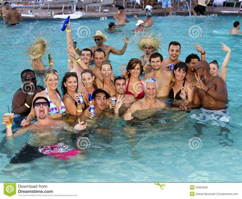 adult resort pool party holiday fun editorial image