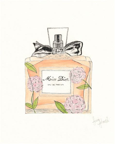 dior perfume drawing print   ink  watercolor etsy