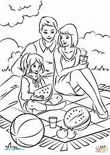 Picnic Family Coloring Drawing Pages Scene Printable Table Sketch Color Getdrawings Draw sketch template