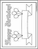 Birthday Happy Coloring Pages Banner Printable Balloons Color Colorwithfuzzy Signs Posters Ribbon Banners Cards Print Customizable Kids Cute Blank Messages sketch template