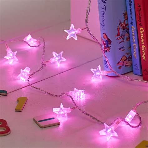 pink star fairy lights  lightsfun notonthehighstreetcom