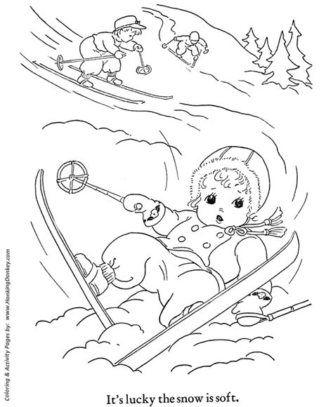 winter downhill skiing coloring kids outdoor winter activities