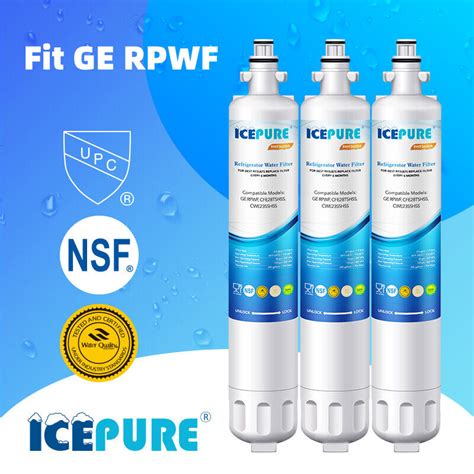 3 Pack Fit For Ge Rpwf Water Sentinel Wsg 4 Refrigerator Water Filter