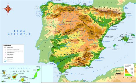 mapa del relleu de la peninsula iberica