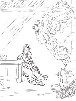 angel gabriel visits mary coloring page supercoloringcom angel