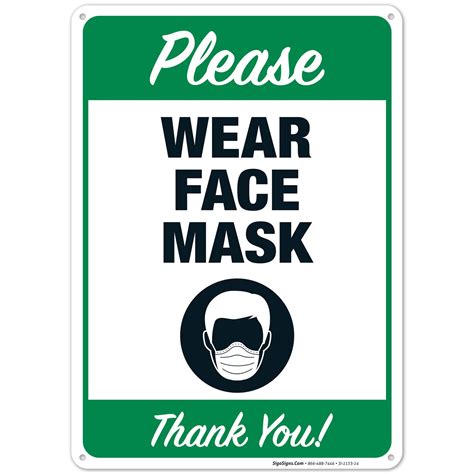 wear face mask sign mask required sign  aluminum
