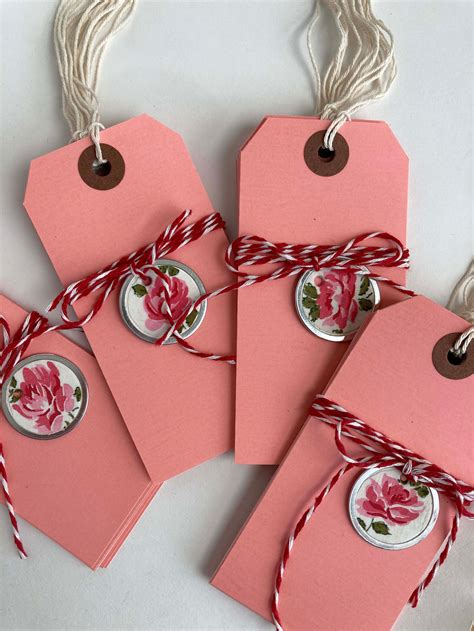 pink tags  piezas    pink hang tags valentine etsy