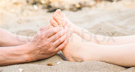Foot Massage On A Beach In Sand Male Stock Image Colourbox