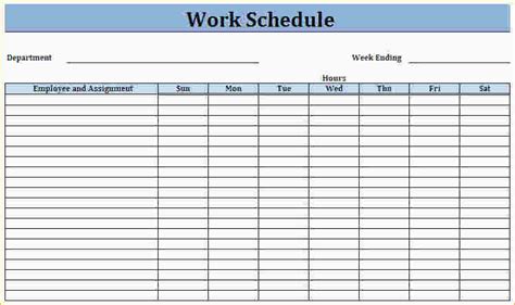 blank employee work schedule printable templates
