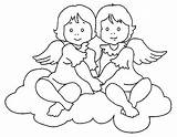 Coloring Pages Angel Angels Little Twins Print Printable Kids Baby Sweet Color Clipart Anjos Popular Coloringme Christmas Coloringhome sketch template