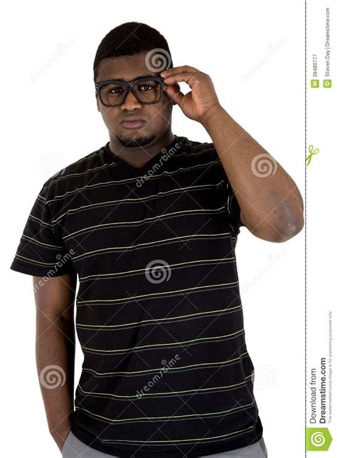 Black Male Model With A Casual Look Wearing Black Glasses