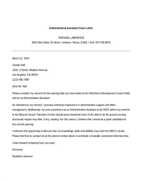 free 8 sample administrative assistant cover letters in