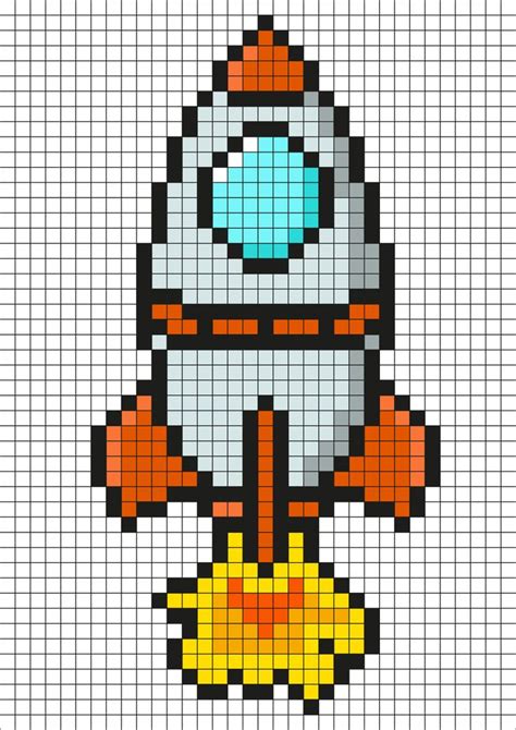pixel art fusée par tête à modeler pixel art pattern pixel art grid