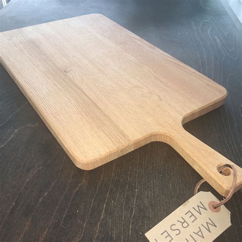 large oak hand crafted cutting board  handle