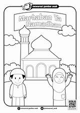 Marhaban Ramadhan Mewarnai Sketsa Buku Ramadan Warna Islam Mewarna Bedug Lembar Tpa Datang sketch template