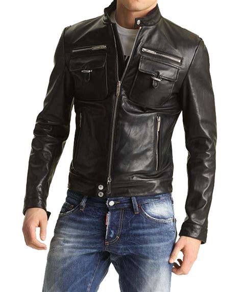Men S Biker Leather Jacket Slim Fit Leather Jacket Mens