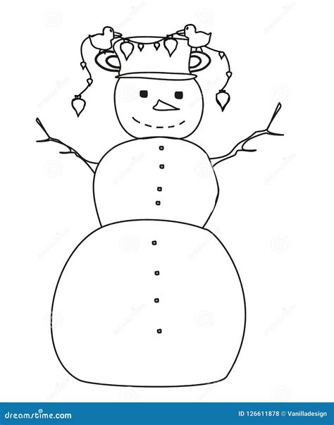 funny snowman coloring book stock vector illustration  hand