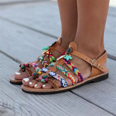 sandalen dames ladies flat sandals women colorful ethnic bohemian summer women sandals gladiator