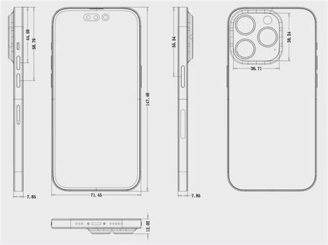 iphone  pro detailed size drawing revealed  thick body