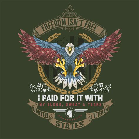 freedom isnt  america eagle veteran design  vector art