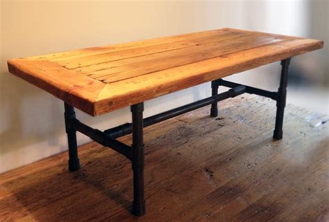 buy  handmade reclaimed wood pipe leg coffee table