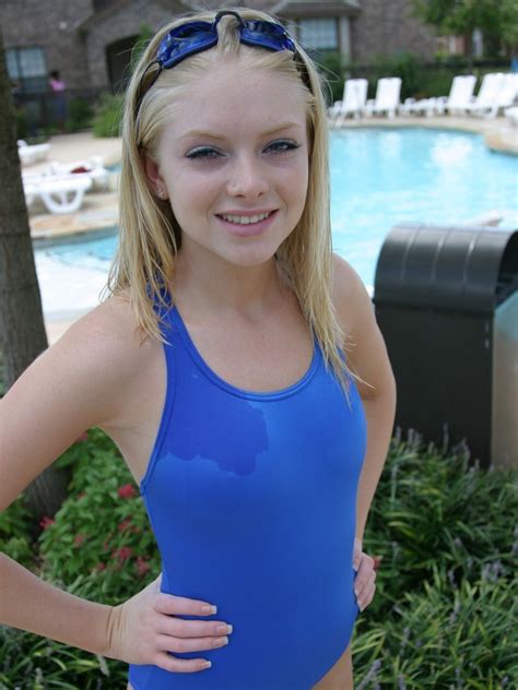 pretty nubiles blonde teen skye shows off her tight little body at the pool in a tight one