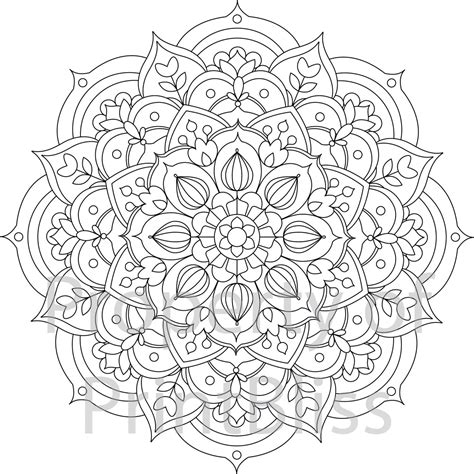 flower mandala coloring page  svg png eps dxf  zip file