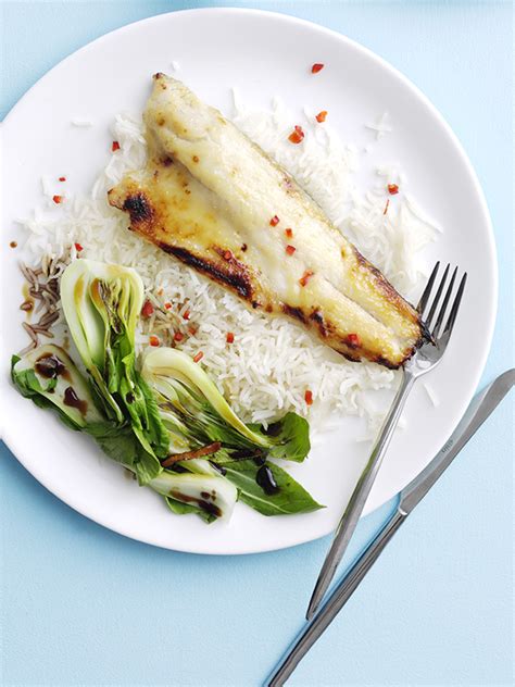 Miso Sea Bass Fillet Recipe With Ginger Greens Olive