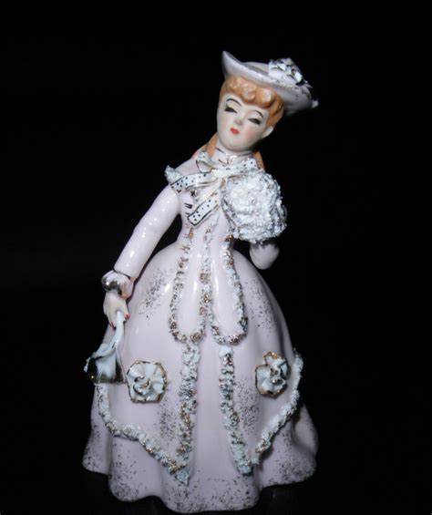 vintage lefton porcelain lady figurine kp spaghetti etsy