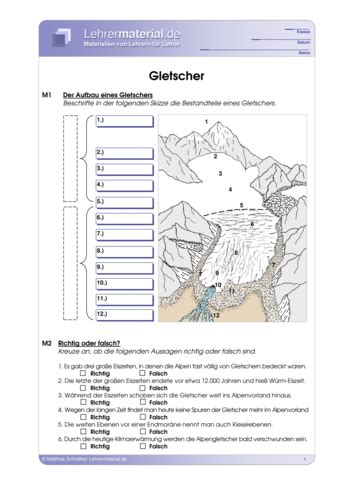 arbeitsblatt gletscher schulformen hauptschule