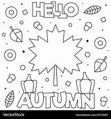 Hello Autumn Coloring Vector sketch template