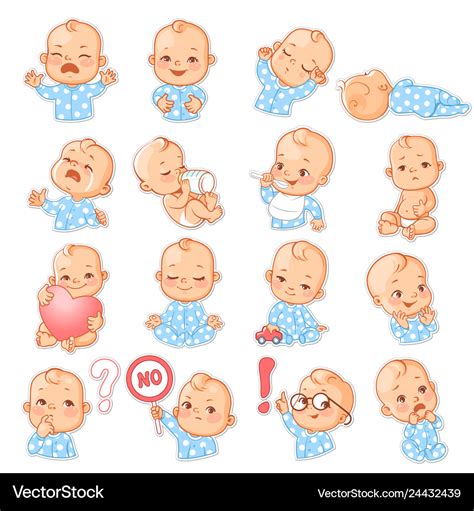 set  baby sticker  emotions vector image