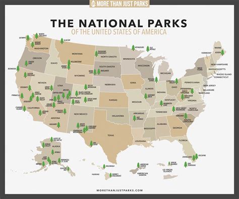 helpful list  national parks  state printable map