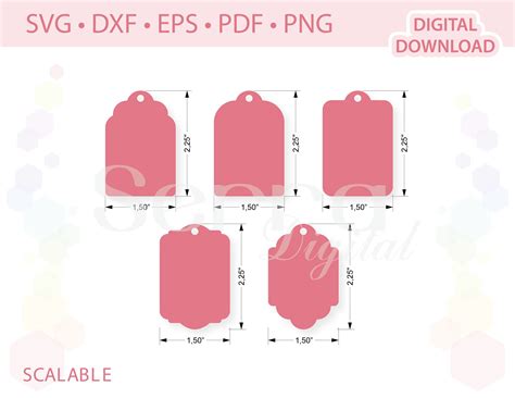 gift tag shapes template svg dxf eps  png etsy