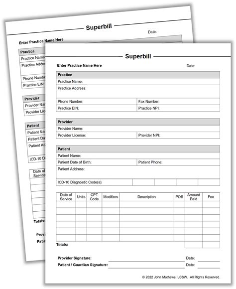 superbill template excel