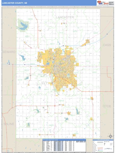 Lancaster County Nebraska Zip Code Wall Map