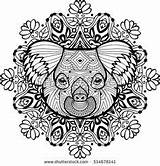 Coloring Koala Adults Totem Head Adult Pages Colouring Colour Mandala Ethnic Patterns Background Koalas Animal Vector Shutterstock sketch template