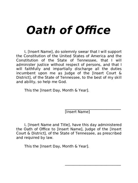 official oath  office templatedaily catalog  template pdffiller