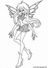 Winx Bloom Coloring Club Dark Pages Printable Drawing Color Lineart Book Categories sketch template