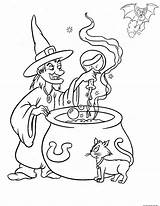 Coloring Halloween Witches Witch Pages Print Printable Magic Heksen Make Drawings Brujas Color Dibujos Kids Drink Part Evil Potion Herfst sketch template