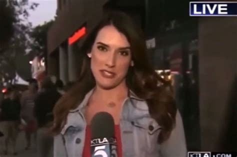 Attractive Tv News Babe Gets A Flattering Surprise Live On Air Daily Star